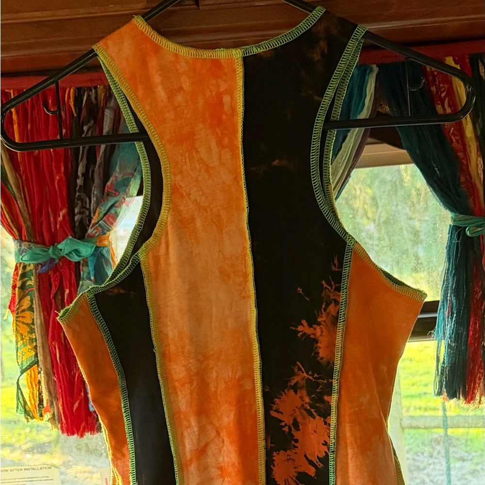 Vibrant Orange and Black Women's Dress